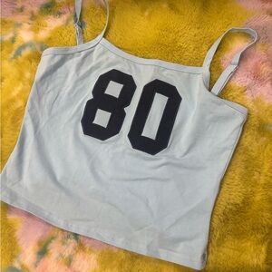 Women's Light Blue Tank Top with Black '80' Print